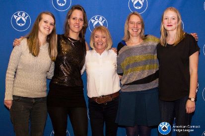 Cecilia Rimstedt, Marion Michielsen, Sally Meckstroth, Meike Wortel and Ida Gronkvist - winners of the Machline Women's Swiss Teams.